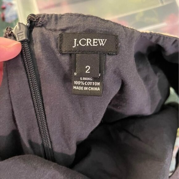 J Crew Mirabel Gray Cream Embroidered Floral Dress SZ 2 Pockets Garden Party - Picture 8 of 9